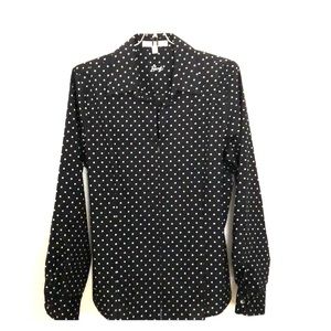 Black and White Polka Dot Long Sleeve Blouse ZIP
